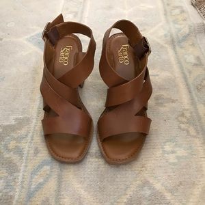 Franco Sarto Leather Strap Heeled Sandals, US 8.5